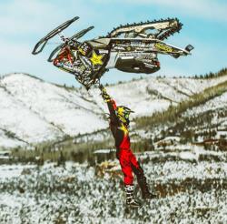 X Game snowmobile athlete Colten Moore in competition